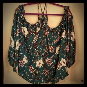 Cold shoulder rayon blouse in gorgeous dark teal